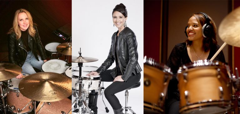 female drummers emanuelle caplette, jordan west, terri lyne carrington